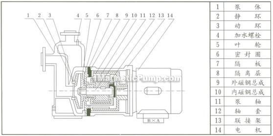 ZCQ type self-suction magnetic-driving pumps structural diagram